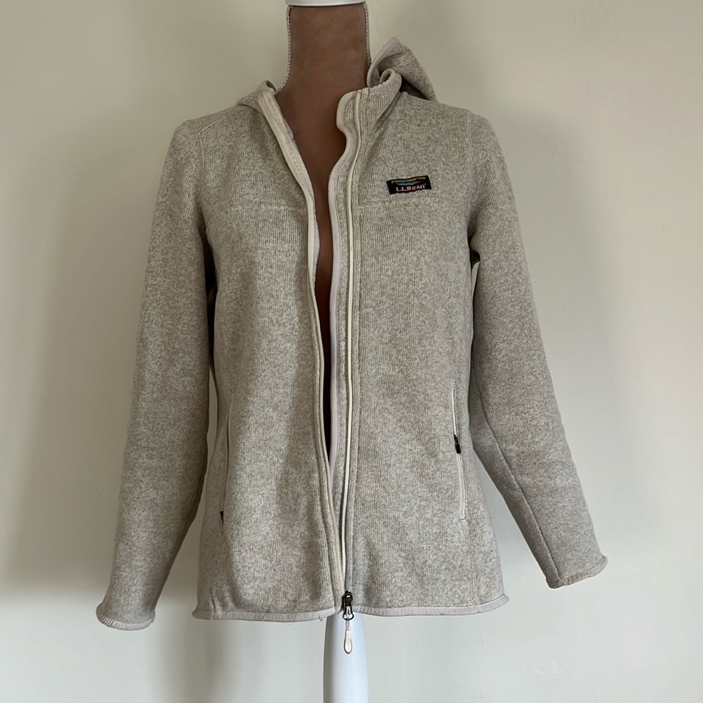 LL bean Sweater Jacket, oatmeal color, sz S